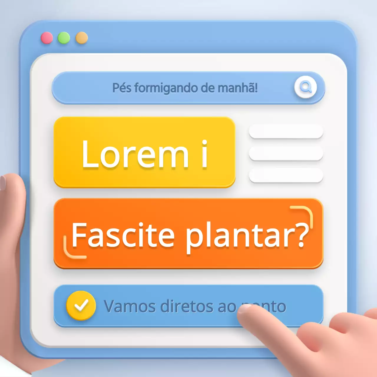 Conceito de navegador estereoscópico na fasceíte plantar azul-clara e amarela