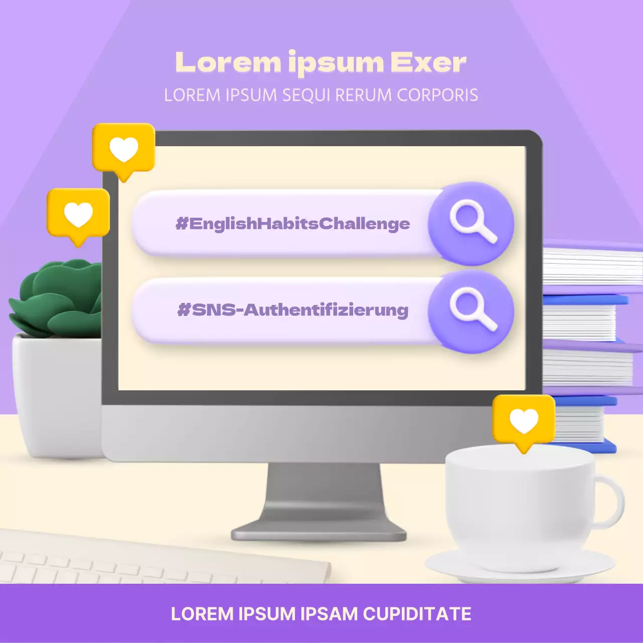 Lila und gelbe stereoskopische 3D-Herausforderung für englische Gewohnheiten