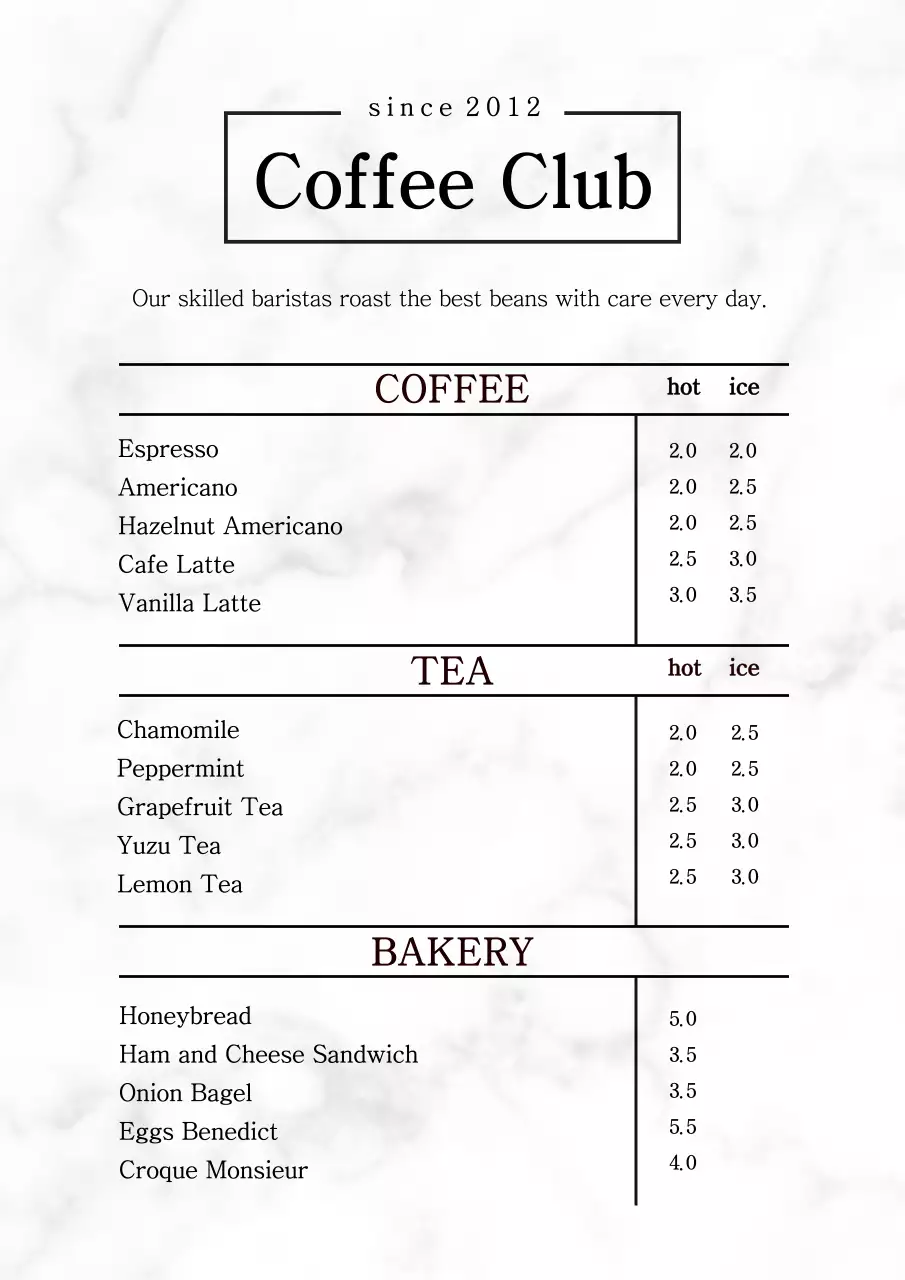 White Minimal Coffee Menu Poster