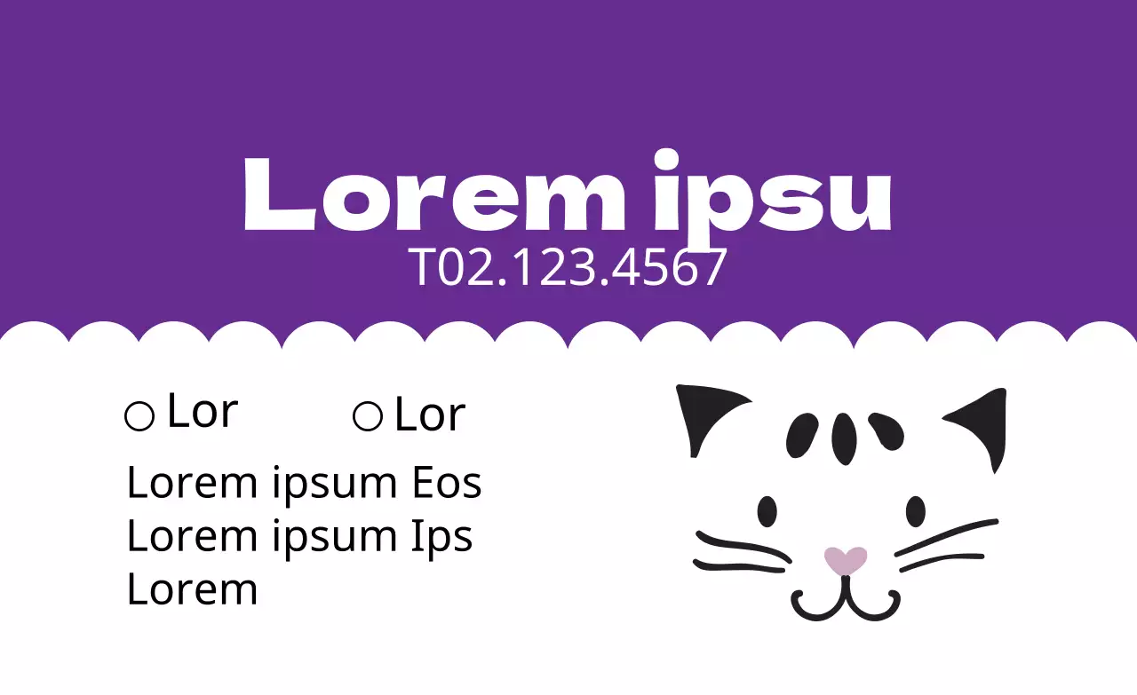Etichetta veterinaria con cornice ondulata viola