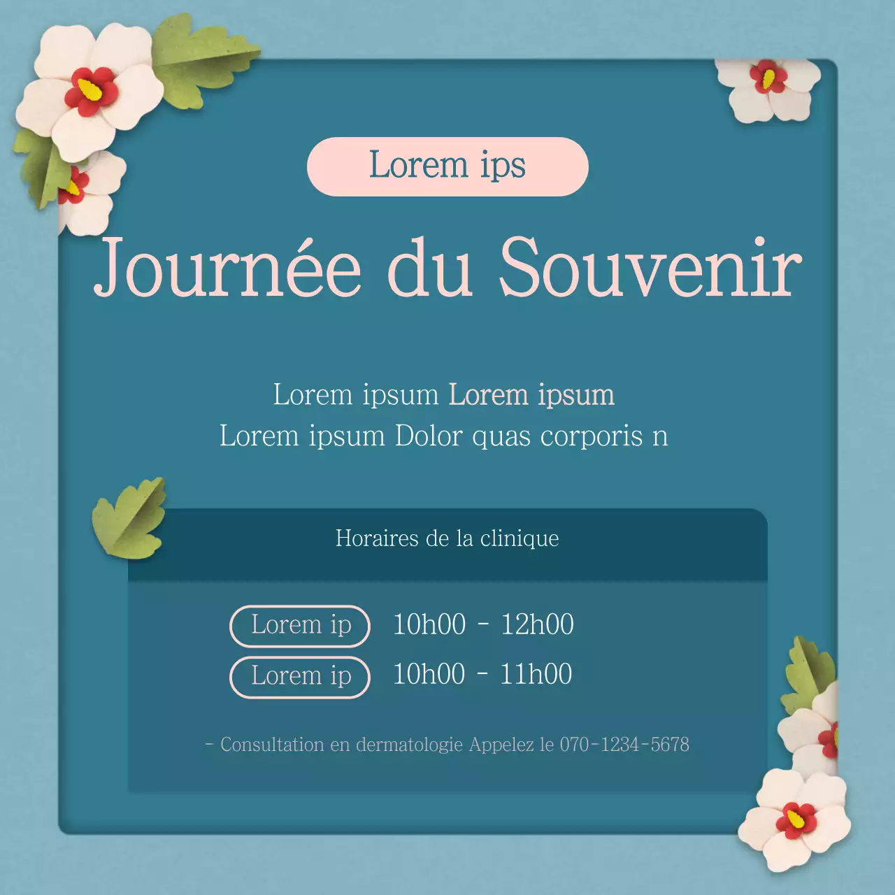 Informations sur la prise en charge du jour du Souvenir