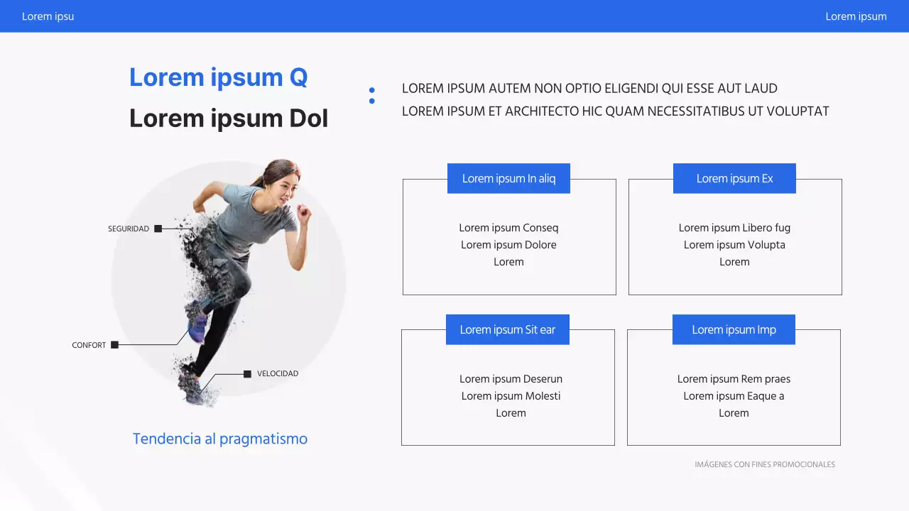 Sencilla presentación promocional en blanco y azul