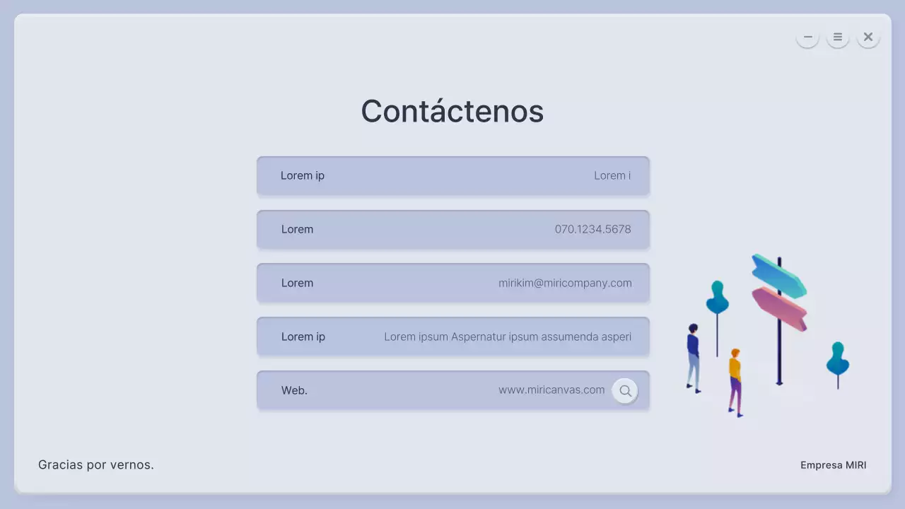 Un perfil de empresa tridimensional en azul y gris