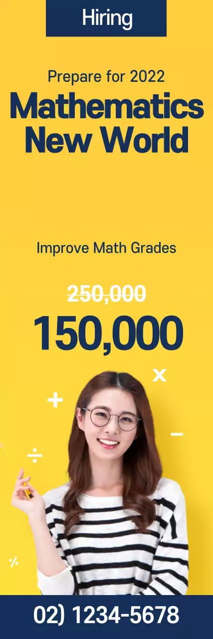 Banner de promoção de matemática moderna amarela