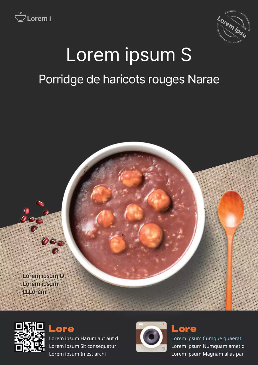 Promouvoir un menu de restaurant udon propre avec des photos de nouilles udon chaudes en noir et ivoire
