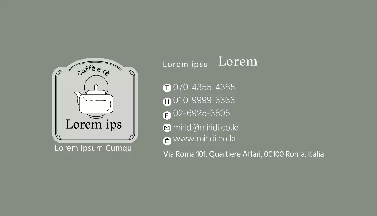 Verde grigio illustrazione logo caffè tè biglietto da visita