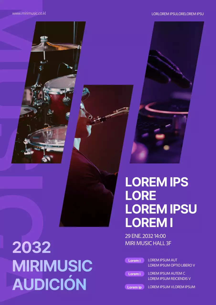 Póster de la audición de música Purple
