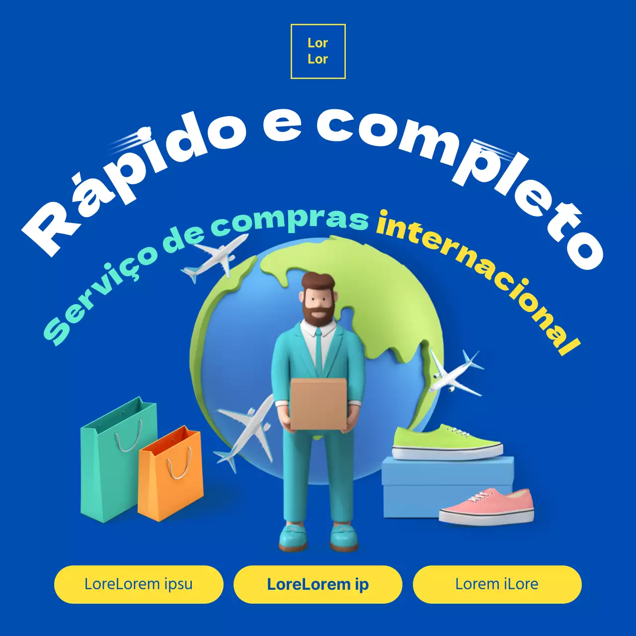 Promover a agência de compras no estrangeiro na cor azul