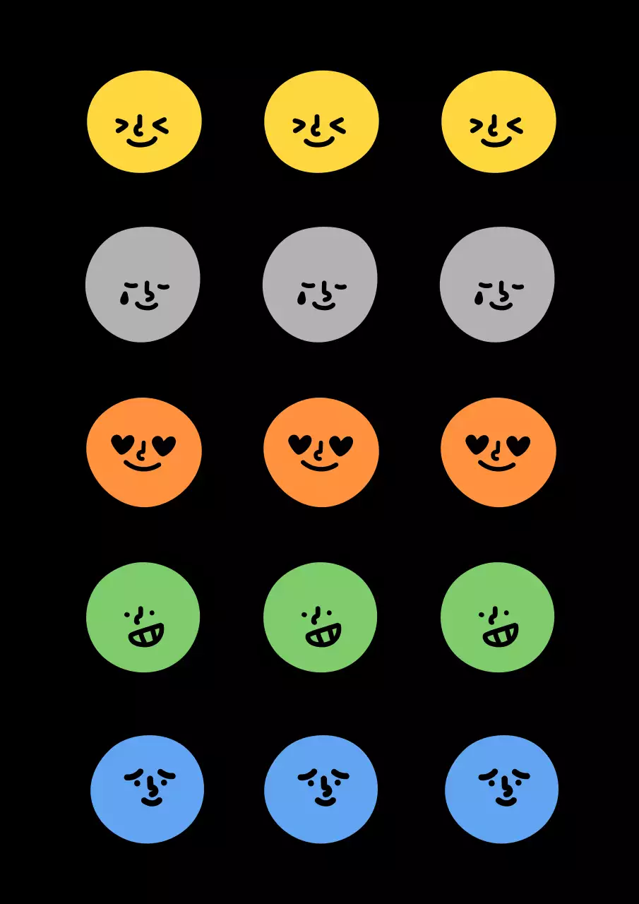 カラフルなドローイングの表情のイラスト