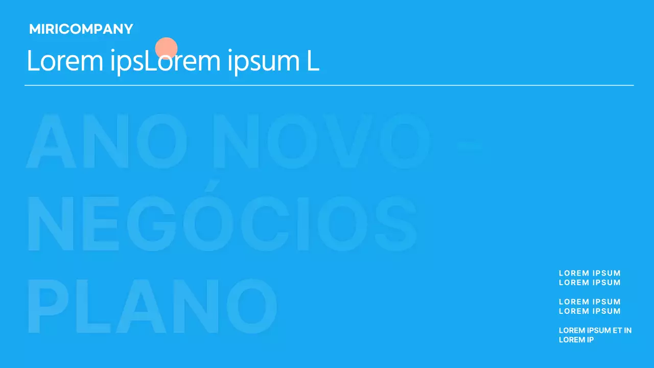 Apresentação simples do plano de negócios para o Ano Novo em azul claro