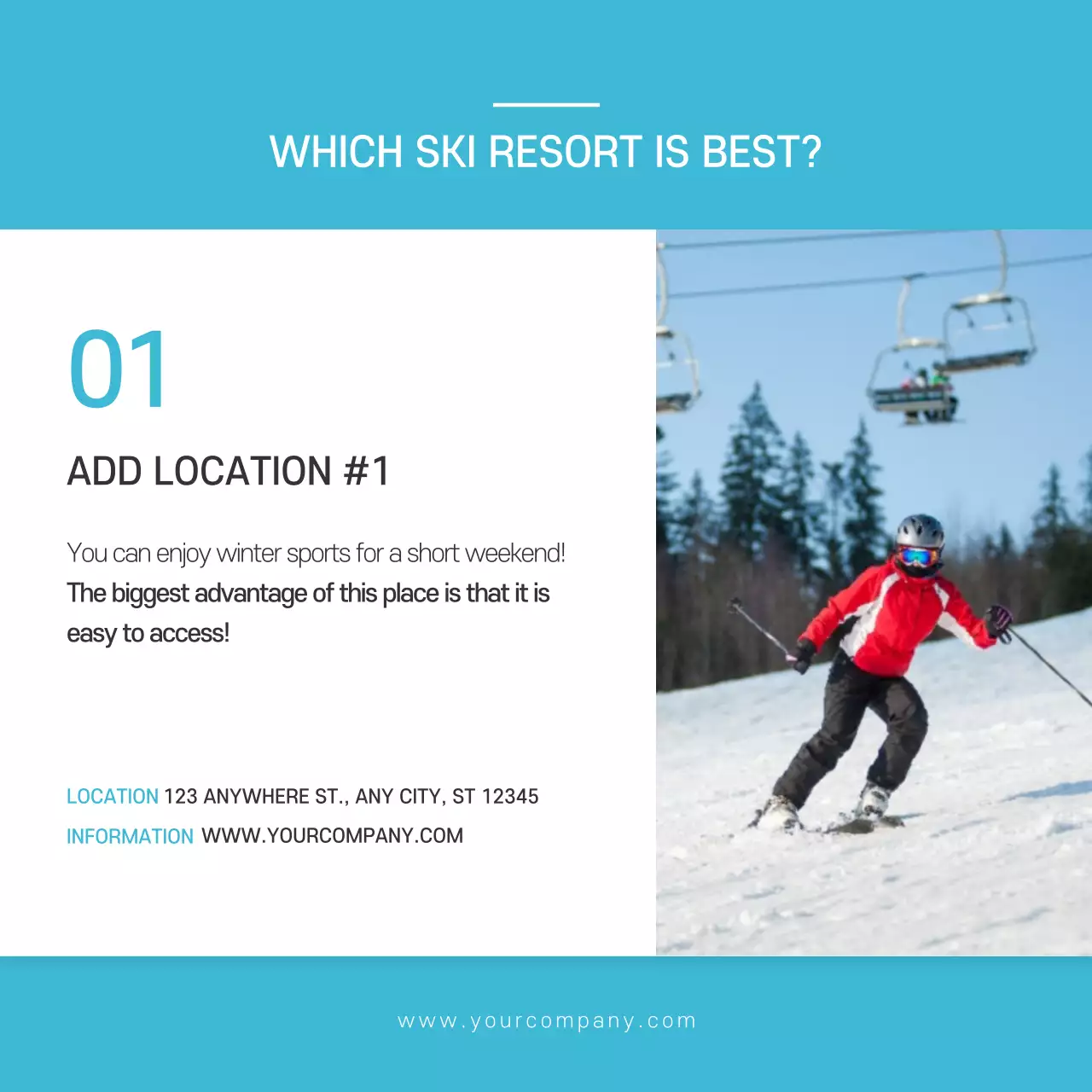 Blue Modern Ski Promotion Instagram Carousel