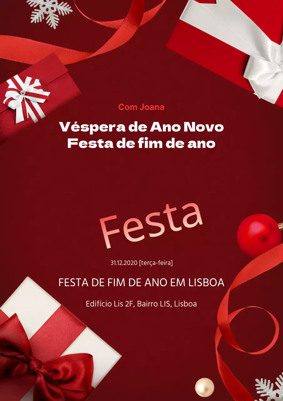 Folheto elegante de festa de Natal da empresa em vermelho