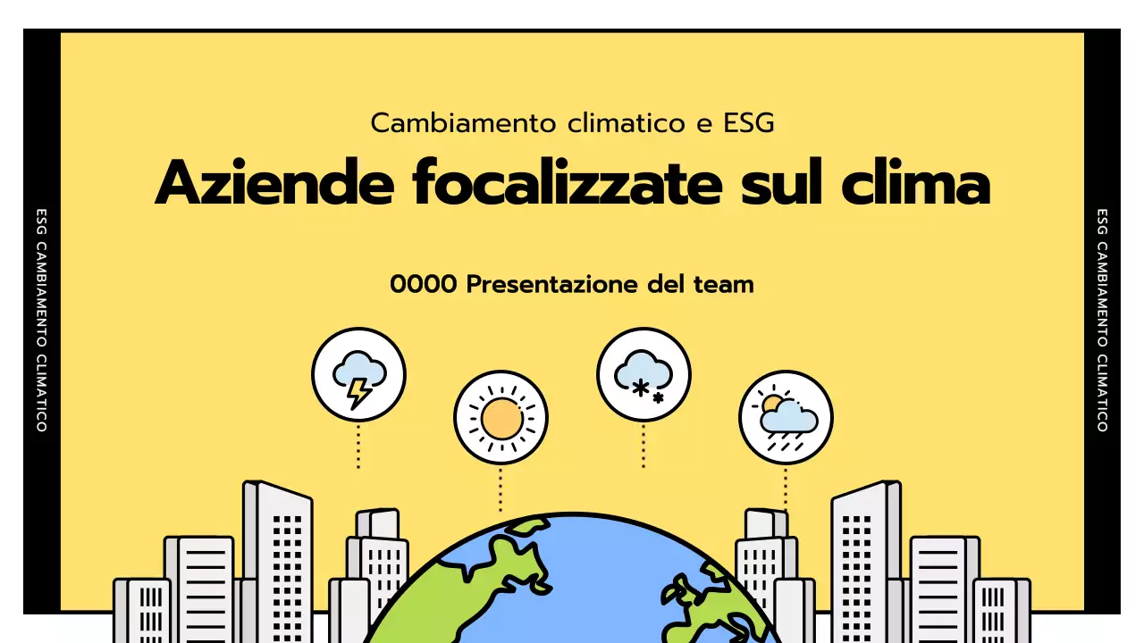 ESG semplice e cambiamenti climatici in giallo e nero