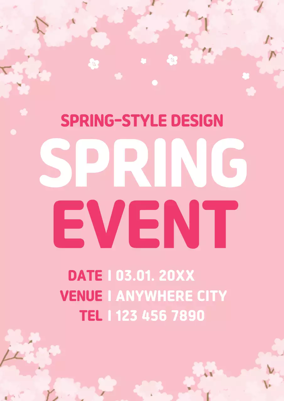 Pink Simple Spring Event Announcement Poster