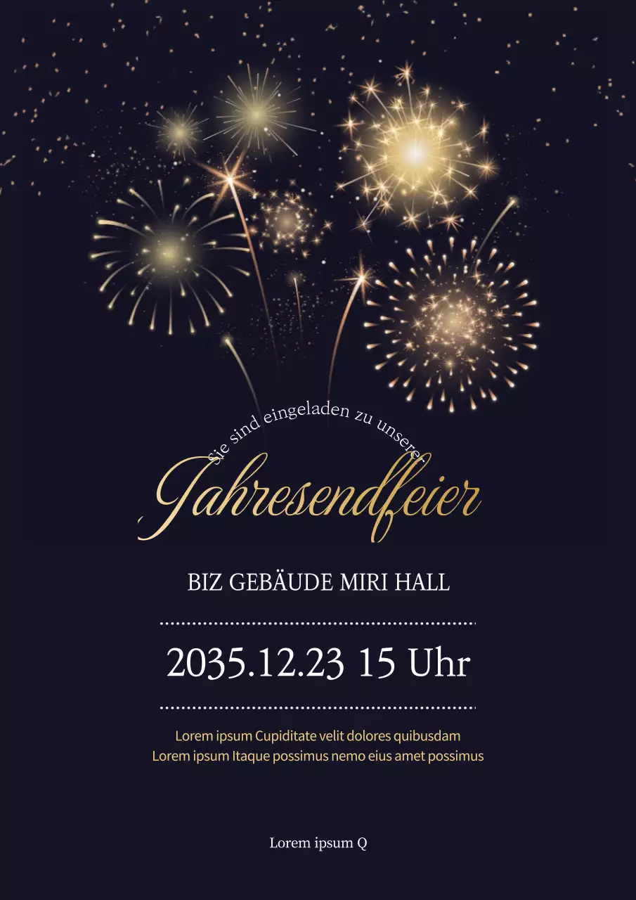 Schwarz-goldenes Feuerwerk Illustration Jahresendparty Ankündigung