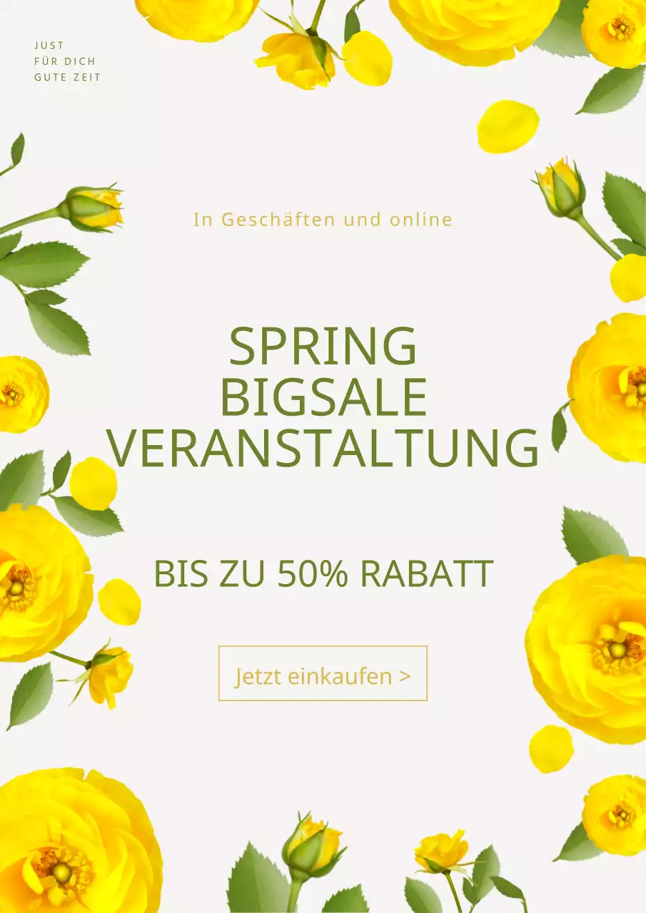 Bewerben Sie einen Frühlingsverkauf mit einer gelben, fröhlichen Blumenillustration