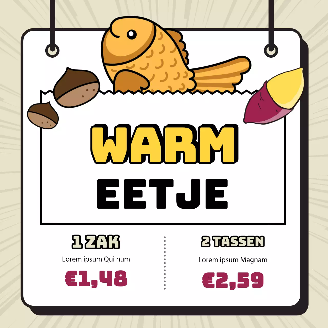 Schattige illustratie taiyaki gunkanbon zoete aardappel lijn illustratie effect korting evenement