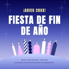 Invitación de Nochevieja azul de moda