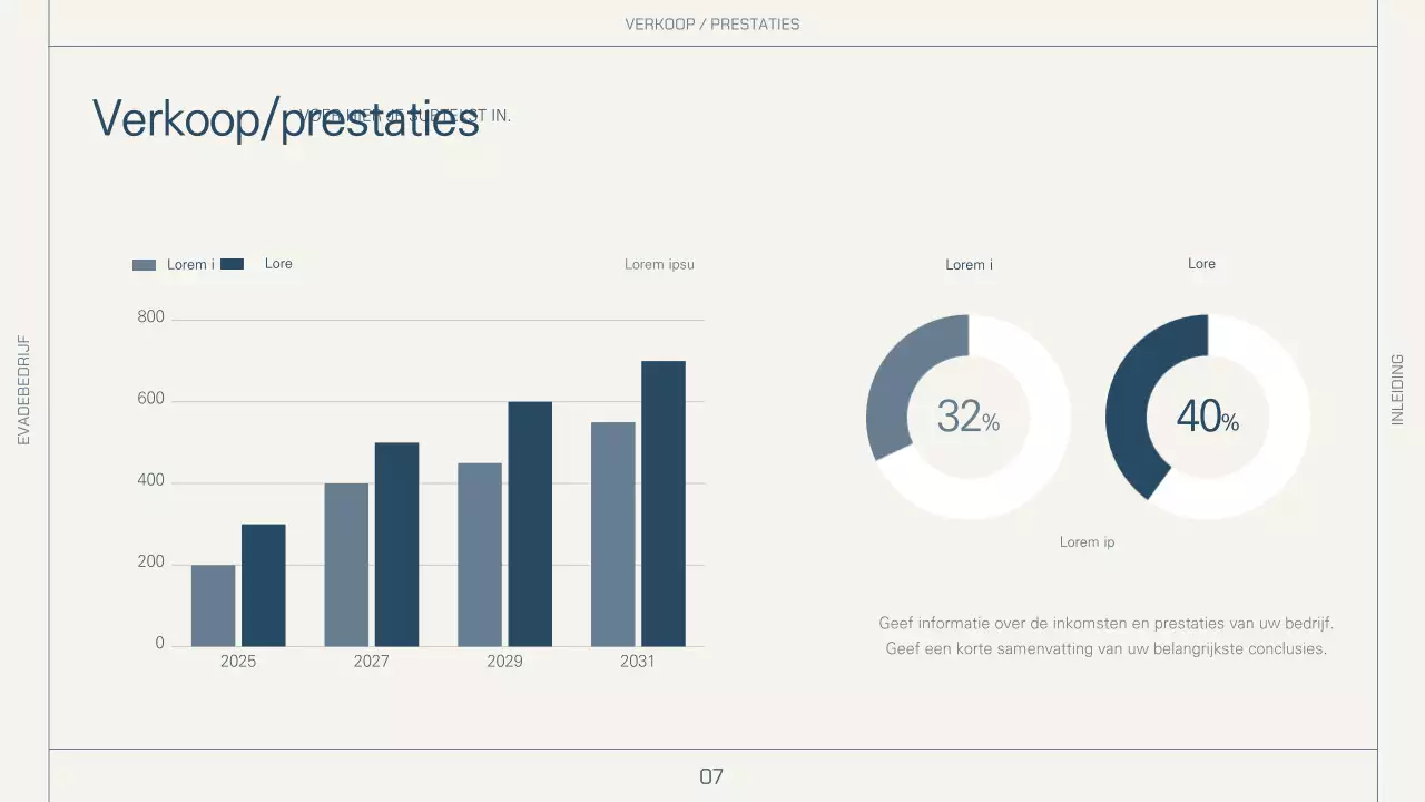 Eenvoudige lay-out in beige en marine voor een bedrijfsprofiel