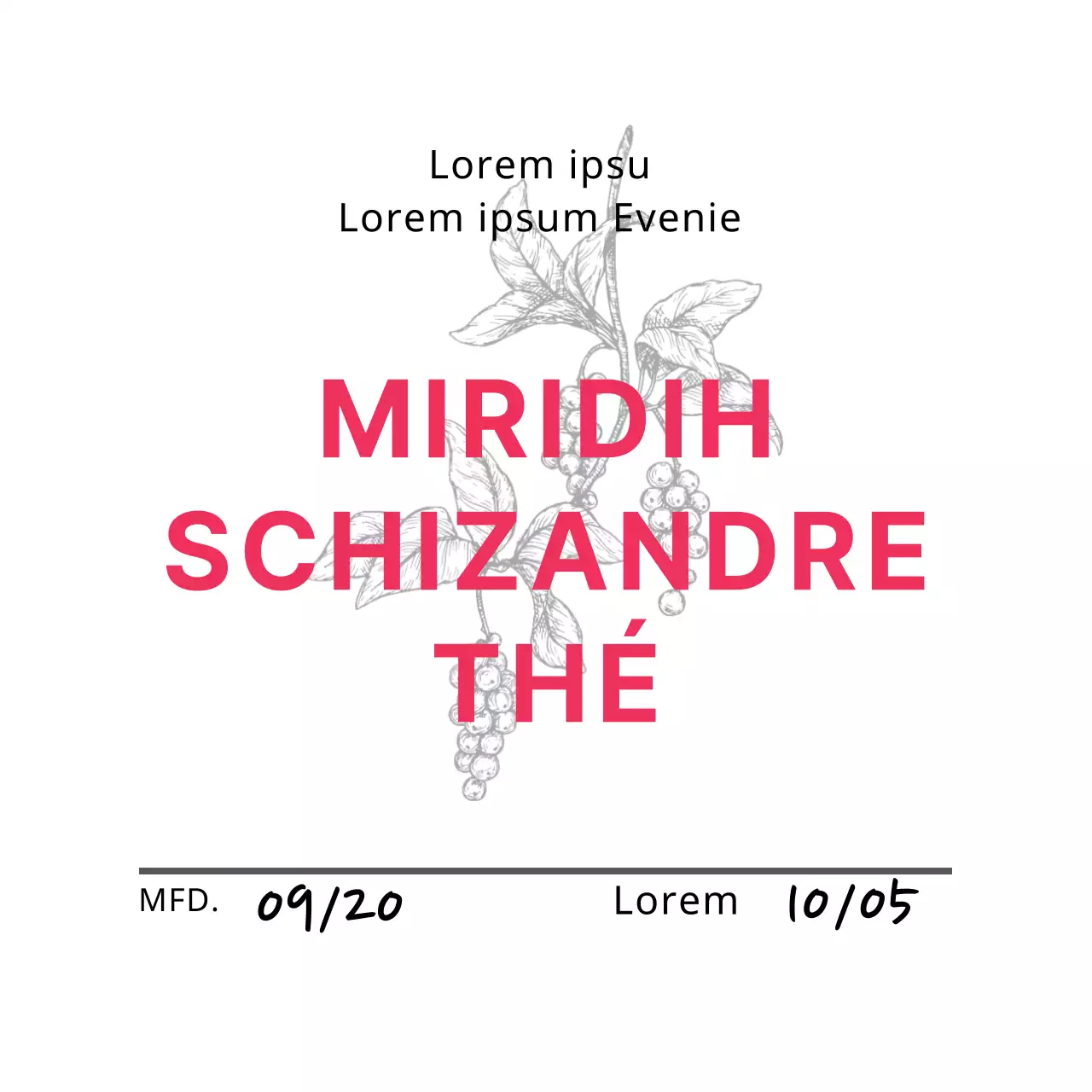 Etiquette de thé de café avec illustration rose