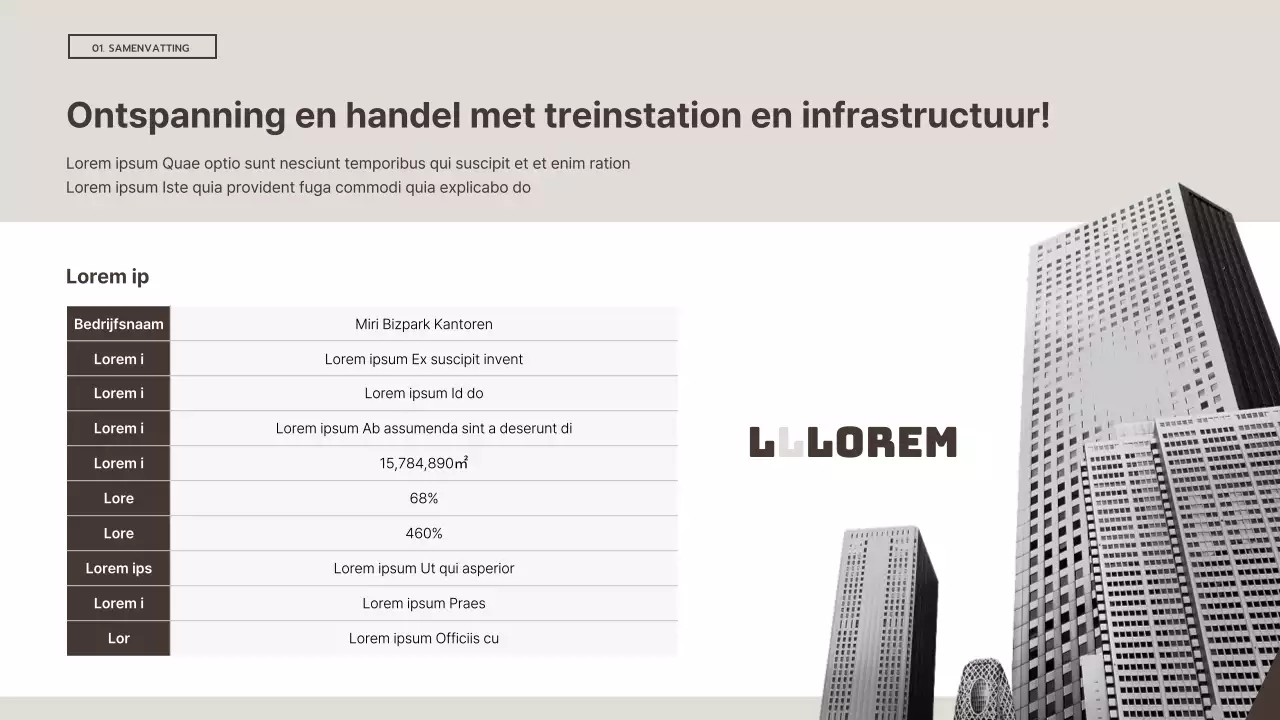 Eenvoudige bruine en witte investeringsprospectus voor commercieel vastgoed