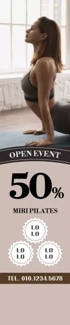 Karya promosi Pilates yang bersih dan berwarna krem