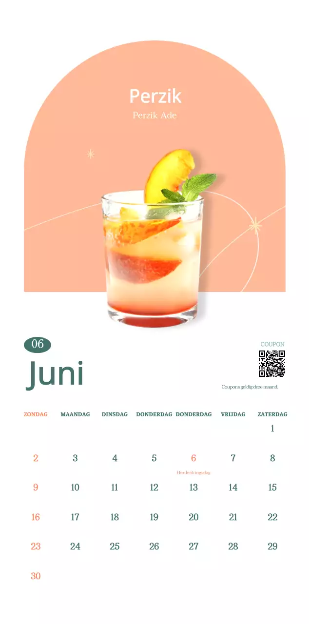 Cafékalender met aanbevelingen voor drankjes van de maand