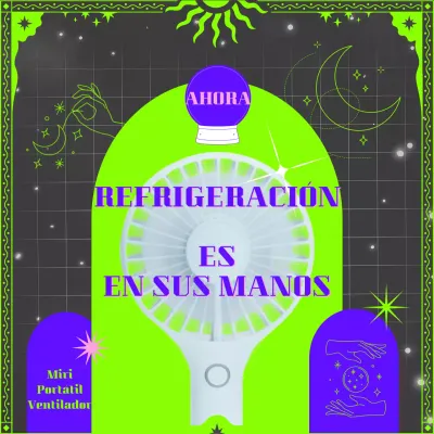 Promueve un manitas con temática de tarot verde y azul neón