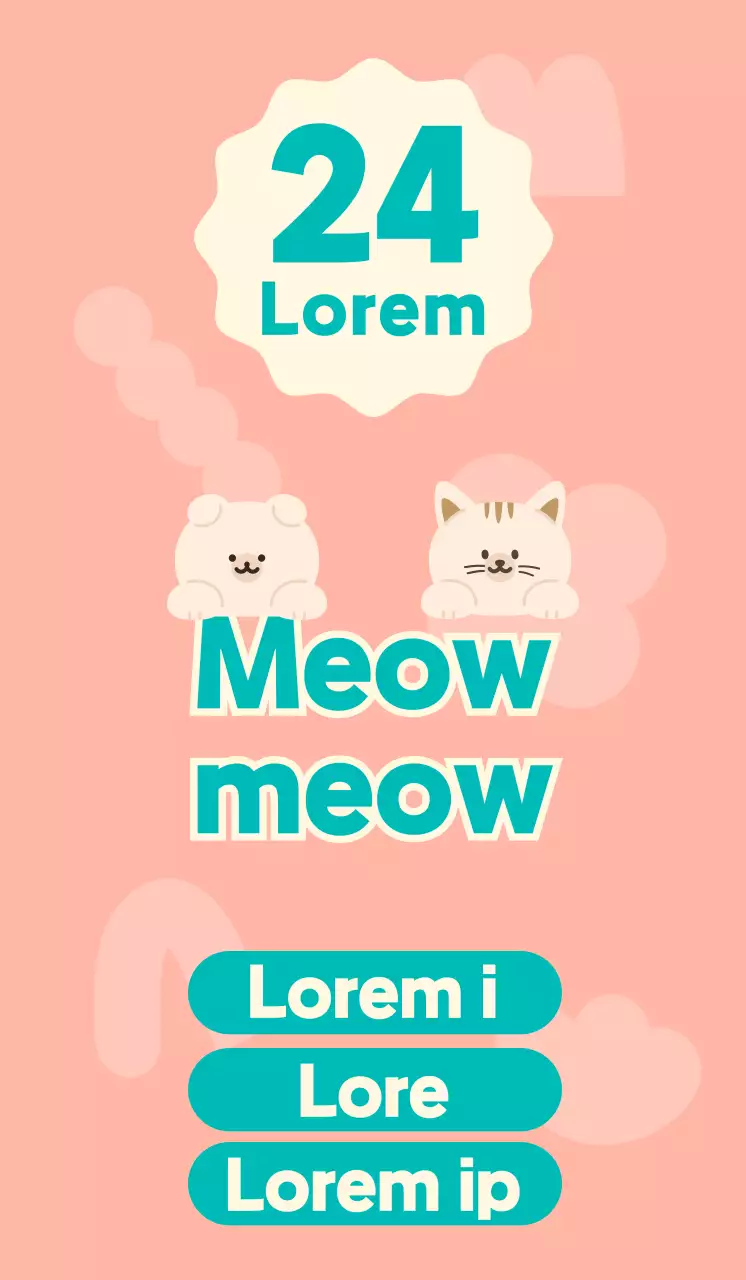 Toko perlengkapan hewan peliharaan tak berawak dengan ilustrasi karakter anjing dan kucing berwarna merah muda dan biru kehijauan yang lucu