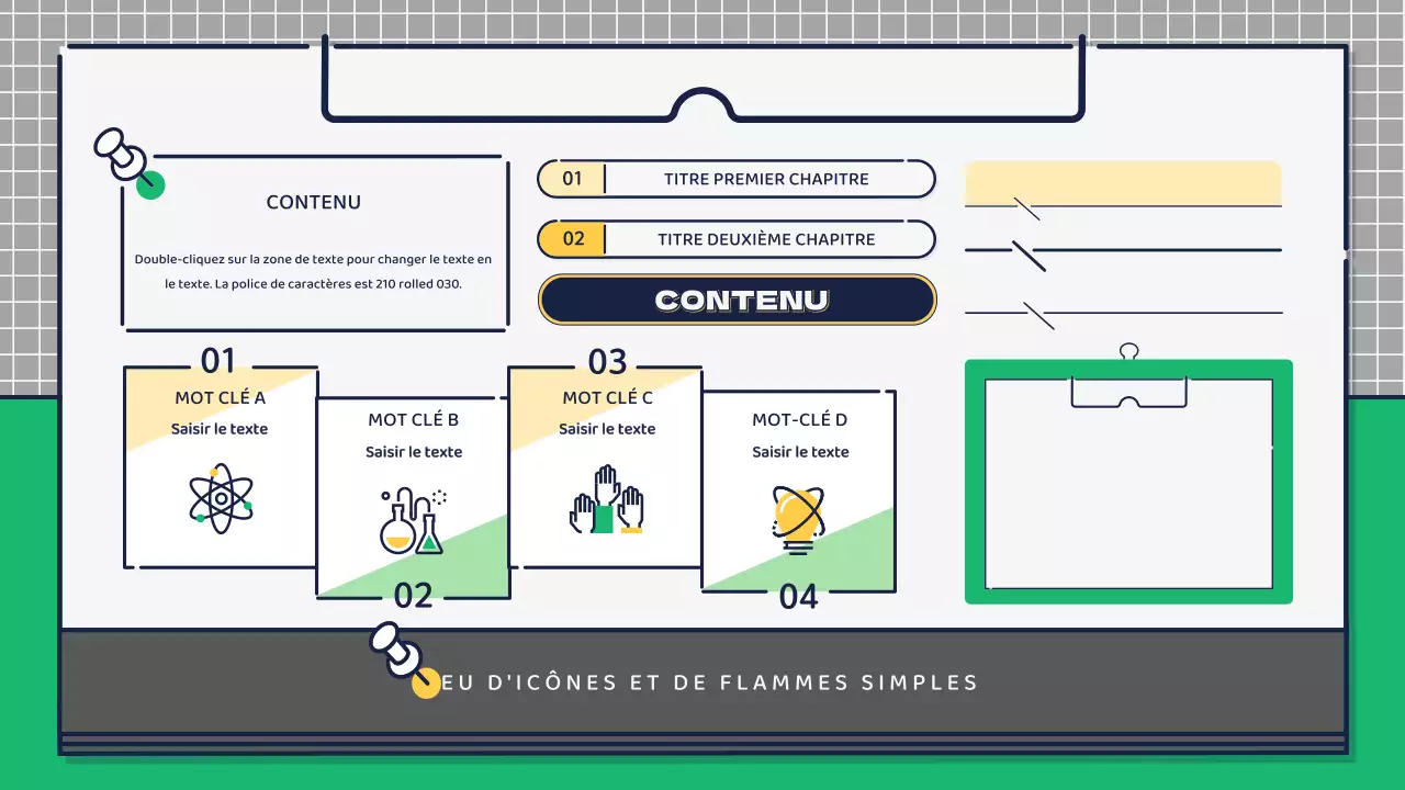 Présentation sur la conception d'icônes mignonnes et basiques en vert et jaune