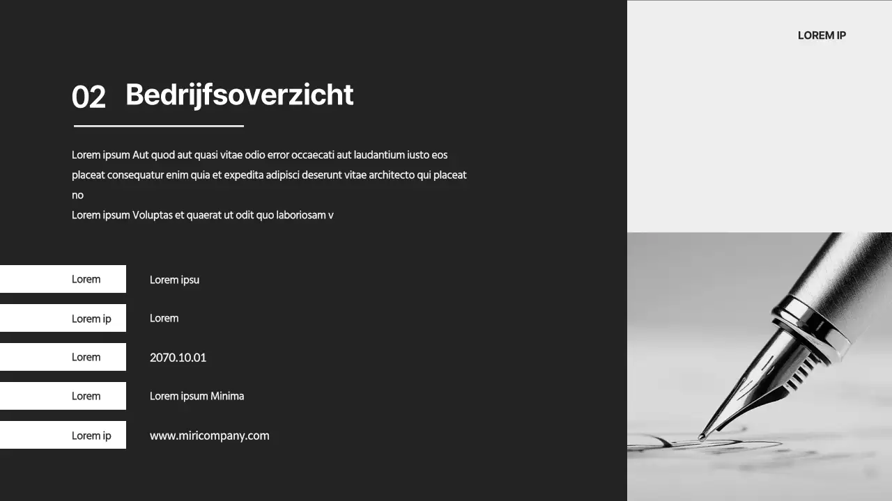 Een eenvoudig bedrijfsprofiel in zwart-wit