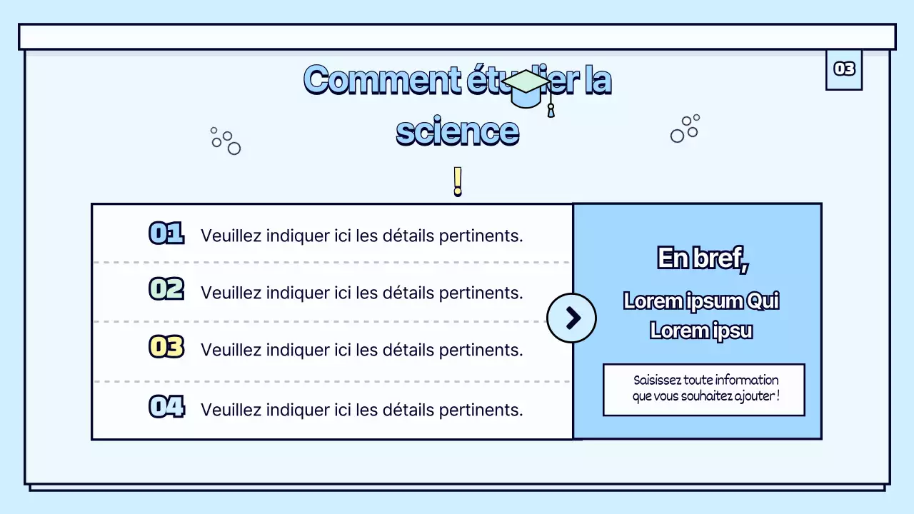 Orientation de la classe de sciences