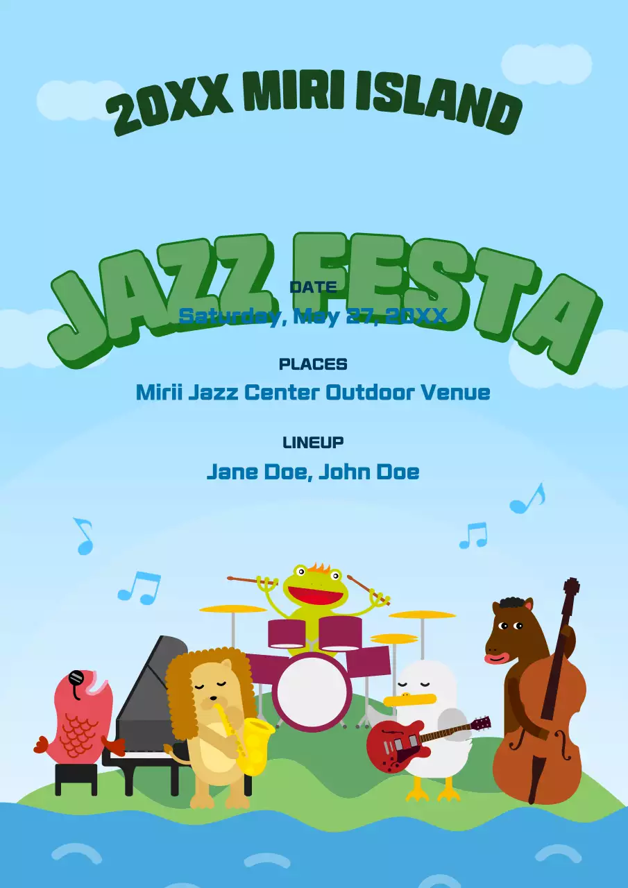 블루 애니메이션 재즈 이벤트 포스터