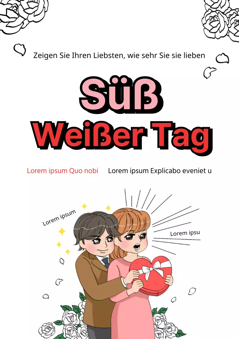 Niedlicher Flyer für den White Day in Weiß und Rosa