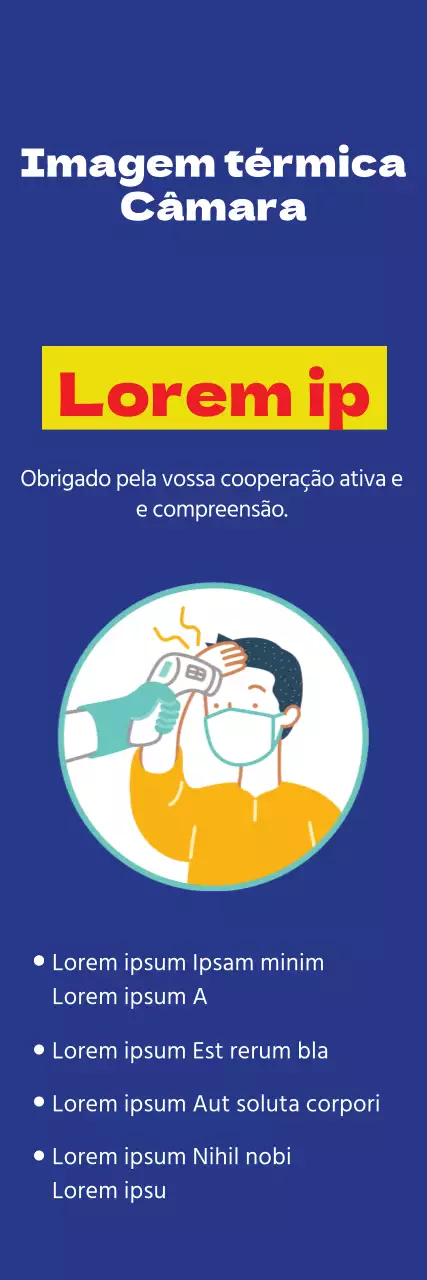 Instruções de medição de temperatura azuis e fáceis de ler