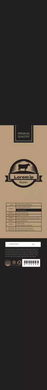 Etiketten für schwarze, saubere Rinderrippen