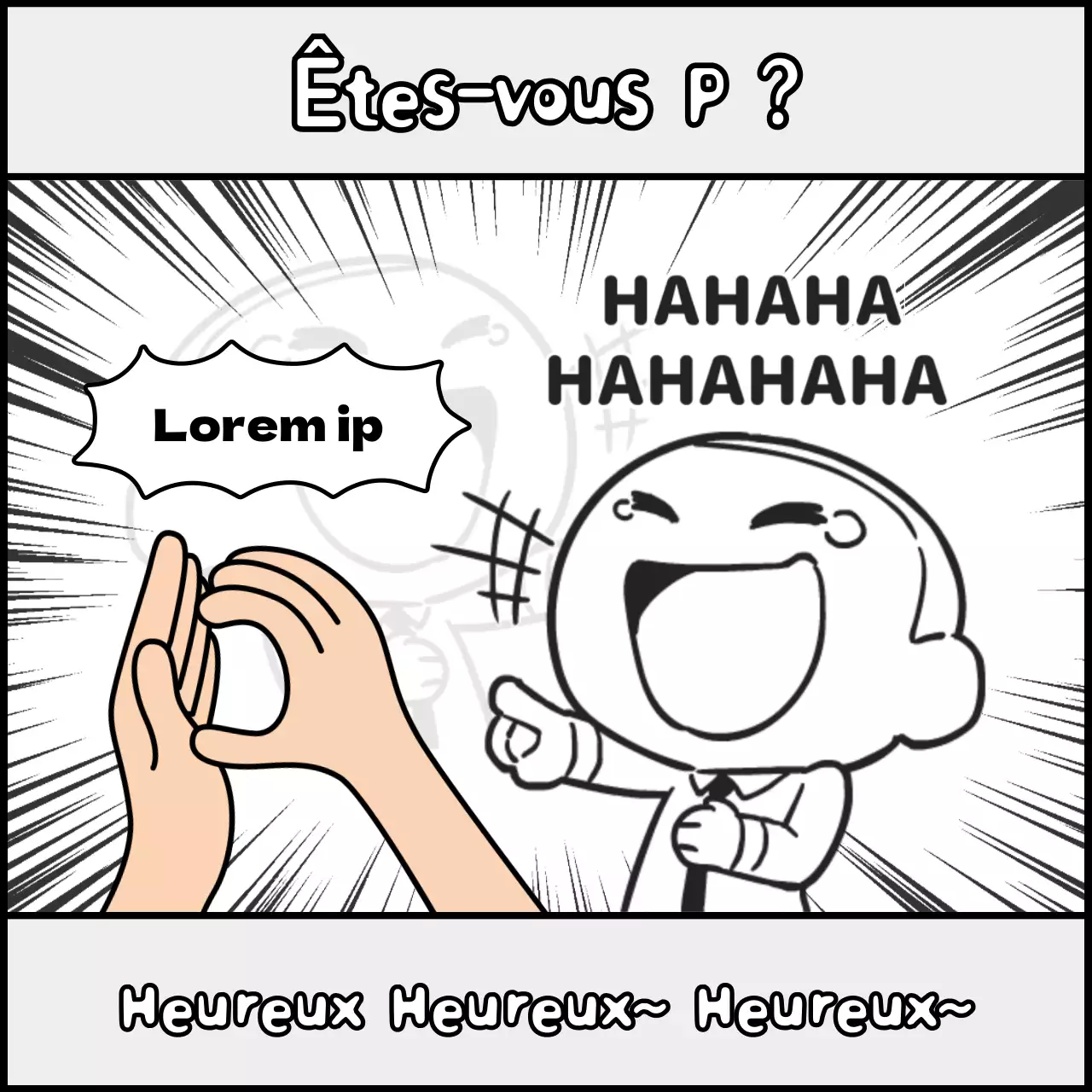 Tweet parodique MBTI avec concept de bande dessinée en noir et blanc