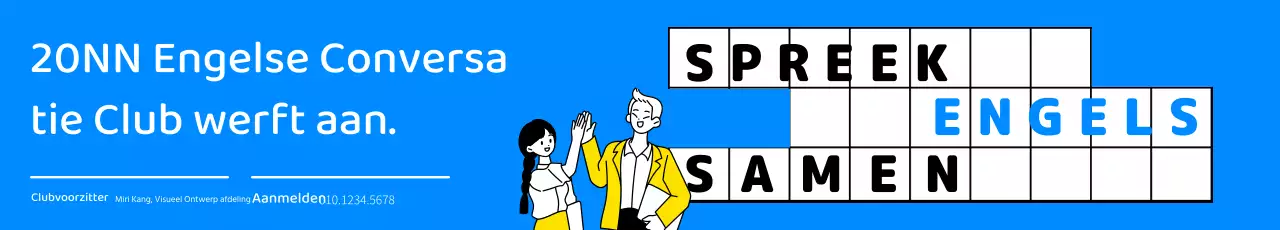 Wervingsontwerp Engelse conversatieclub met lijnillustratie en blauw kleurenschema