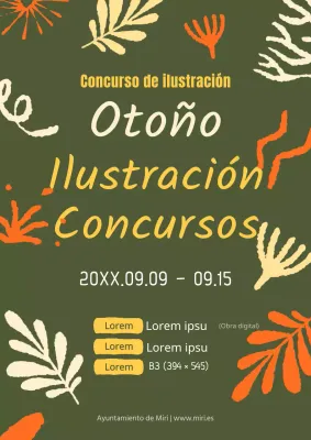 Concurso de ilustración otoñal verde y naranja