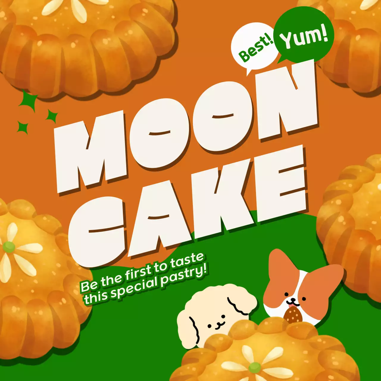 오렌지 레트로 페이스트리 프로모션 소셜 미디어 게시물