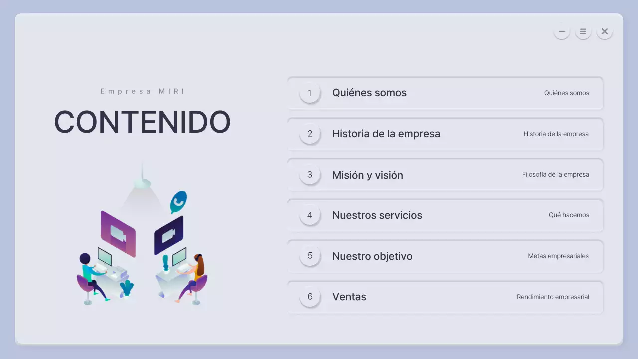 Un perfil de empresa tridimensional en azul y gris