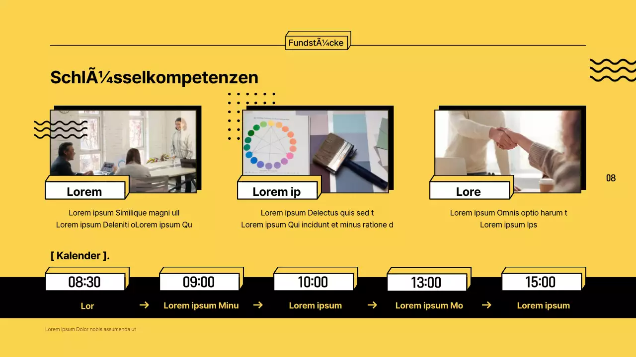 Bunte, umrandete Berichte zur Berufserkundung