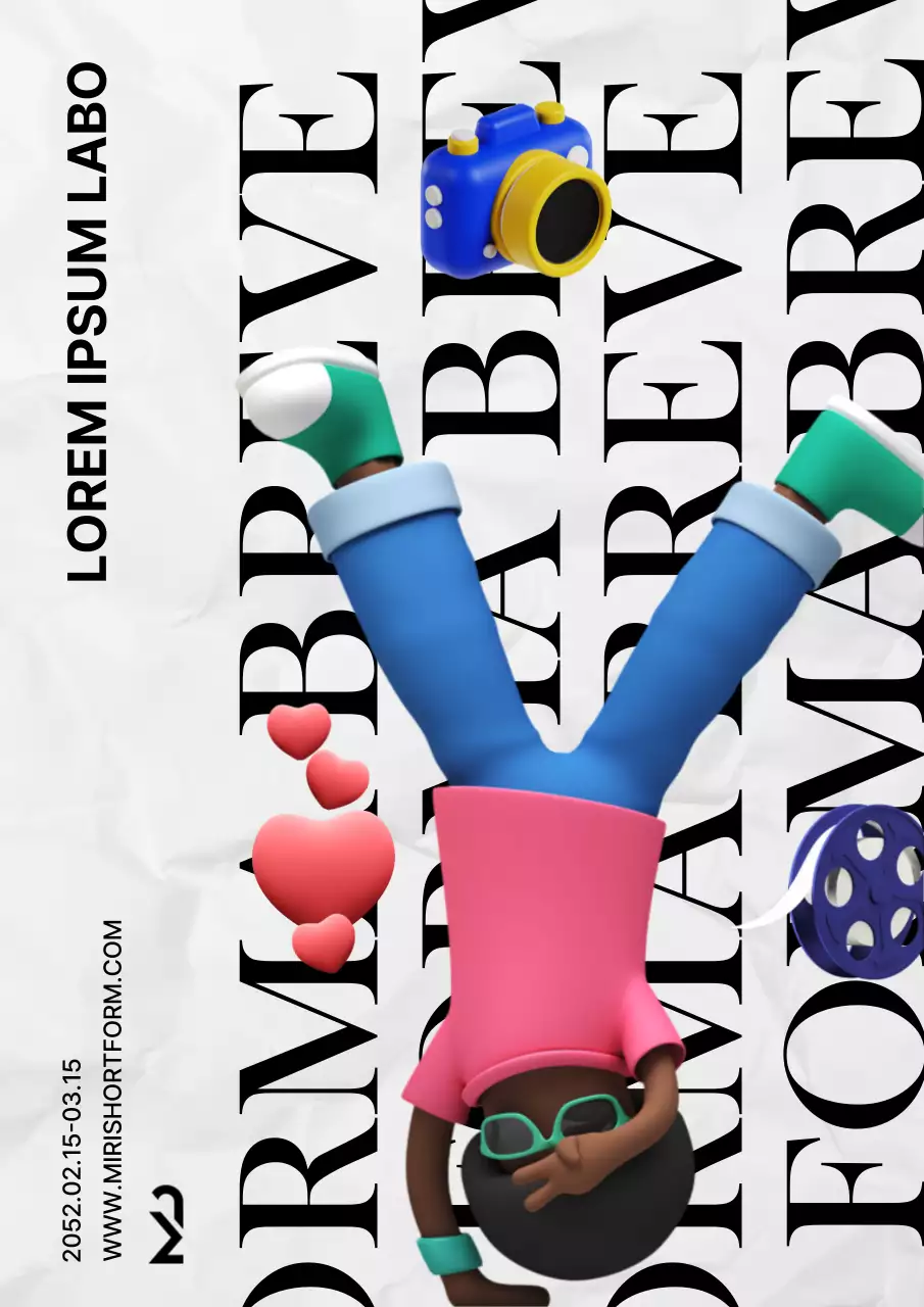 Concorso di shortform con personaggi 3D in bianco e nero