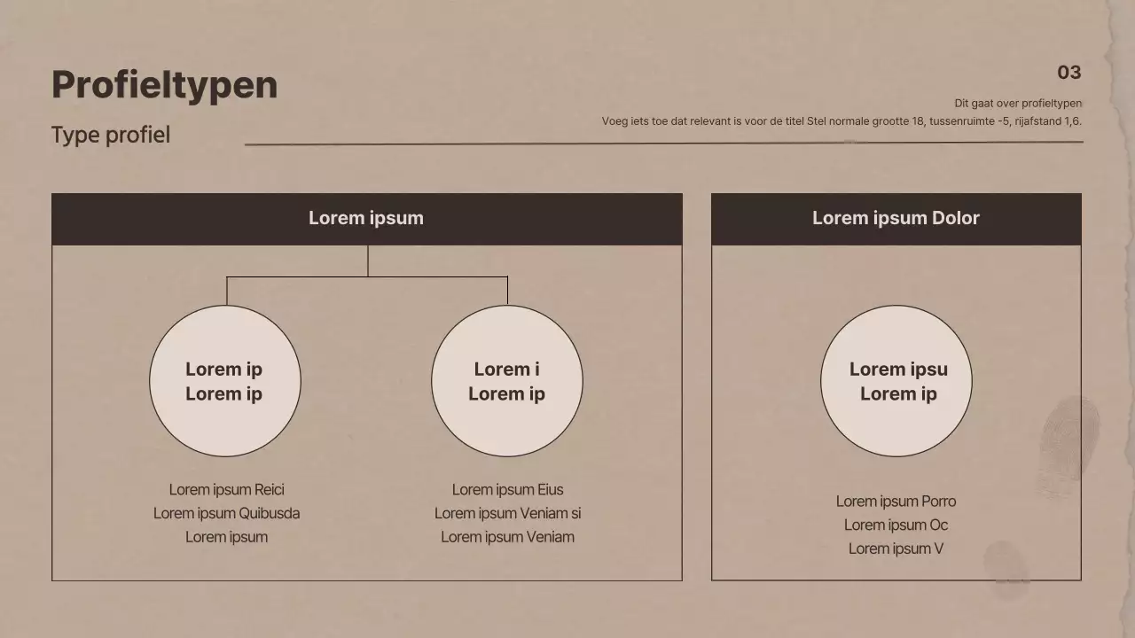 Onderzoekspresentaties criminele psychologie met bruin papier als thema