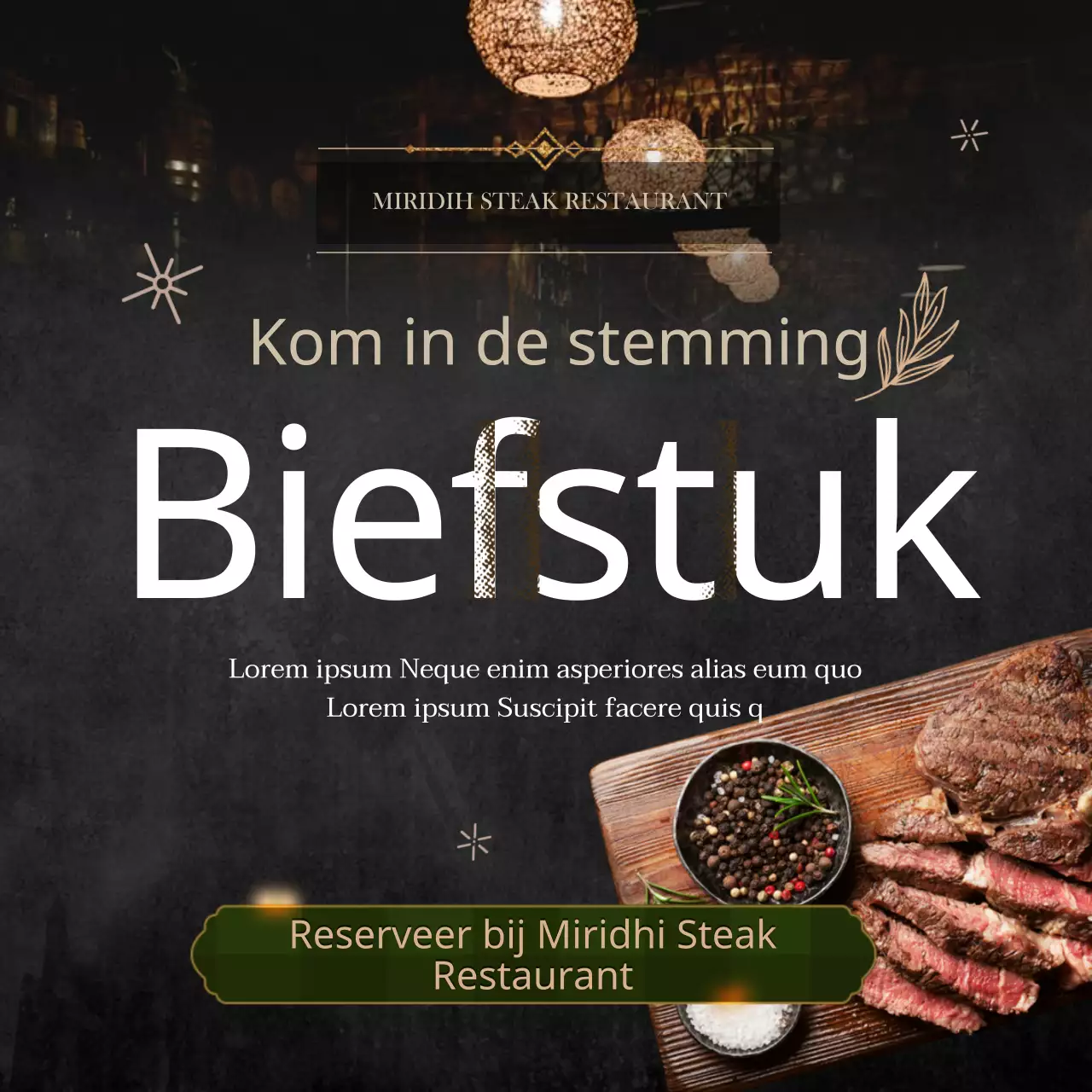 Boek een zwart-wit feestelijk steakrestaurant