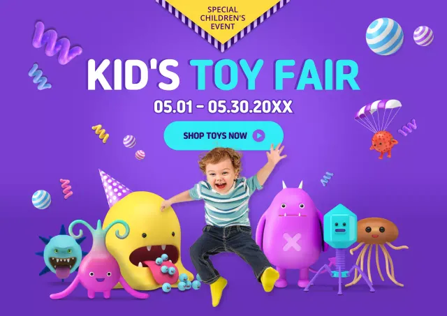 Poster Promosi Acara Mainan Lucu Warna Ungu