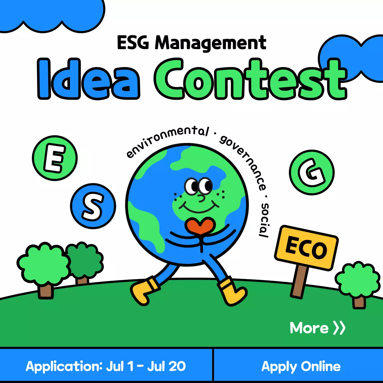 Blue Comic Eco Contest Announcement Social Media Post