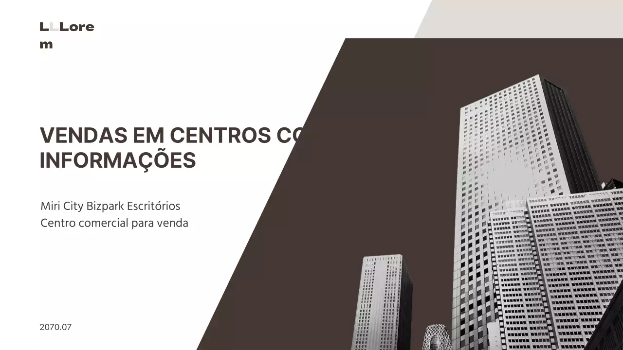 Prospeto simples de investimento imobiliário comercial a castanho e branco