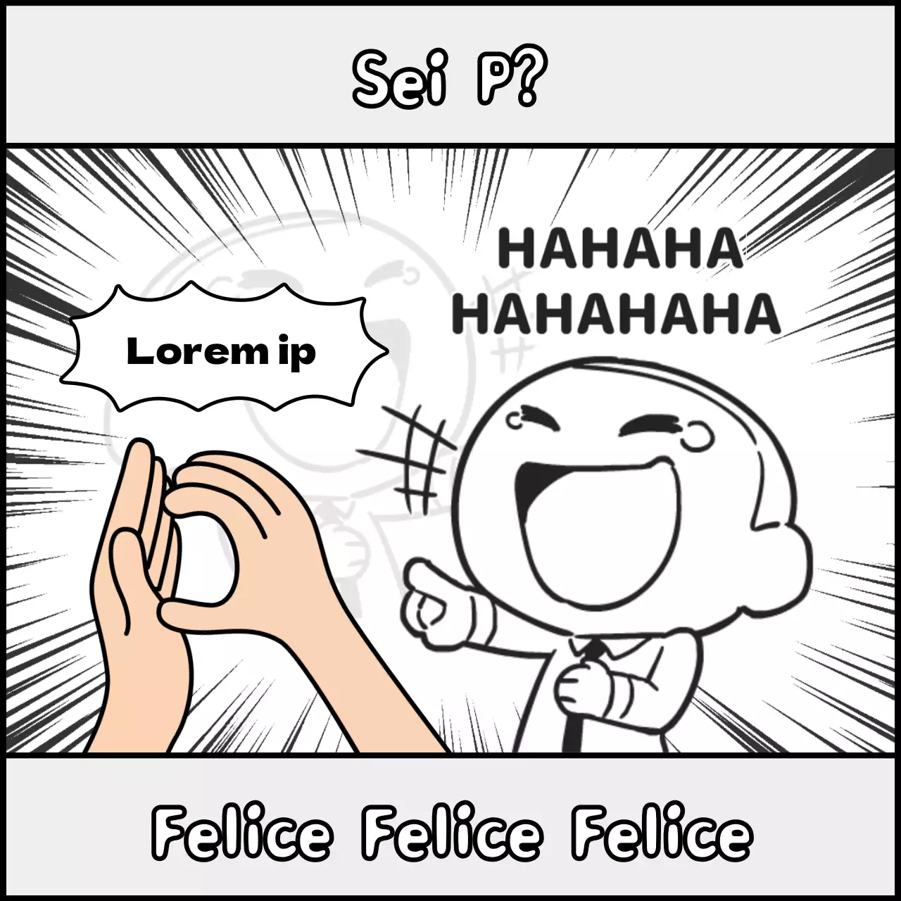 Tweet parodia dell'MBTI con concetto di cartone animato in bianco e nero