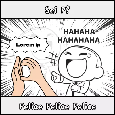 Tweet parodia dell'MBTI con concetto di cartone animato in bianco e nero